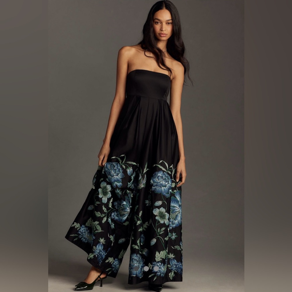 Hutch Embroidered Wide Leg Jumpsuit for Anthropologie Size M